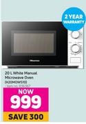 Hisense 20L White Manual Microwave Oven H20MOWS107