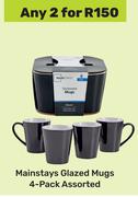 Mainstays Glazed Mugs 4 Pack Assorted-For Any 2