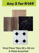 Vinyl Floor Tiles 32 x 32cm 4 Pack Assorted-For Any 2