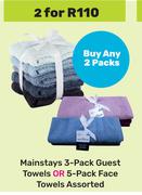 Mainstays 3 Pack Guest Towels Or 5 Pack Face Towels Assorted-For 2