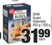Spar Rusks (Selected)-450g/500g Each