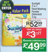 Sunlight 2 In 1 Hand Washing Powder (Selected)-3Kg Each
