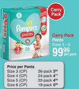 Pampers Carry Pack Pants Sizes 3-6-Per Pack