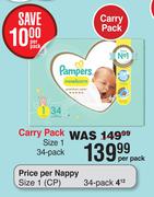 Pampers Carry Pack Size 1 34 Pack-Per Pack