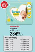 Pampers Value Pack Nappies Sizes 1-6-Per Pack
