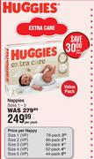 Huggies Extra Care nappies Sizes 1-5-Per Pack