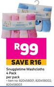 Snuggletime Washcloths 4 Pack- Per Pack