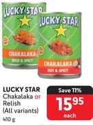 Lucky Star Chakalaka Or Relish (All Variants)-410g Each