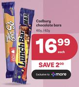 Cadbury Chocolate Bars-60g/62g Each