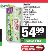 Nestle Rowntrees Fruit Pastilles Giant Tube 115gm-Each 
