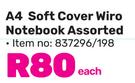 Pen & Gear A4 Soft Cover Wiro Notebook Assorted-Each
