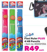 Scripto Flexi Ruler Plus 4 HB Pencils-Each