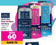 Helix Oxford Math Set Pink Or Blue Or Navy-Per Set