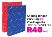 Pen & Gear A4 Ring Binder Very Peri Or Viva Magenta-Each