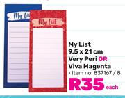 Pen & Gear My List 9.5 x 21cm Very Peri Or Viva Magenta-Each