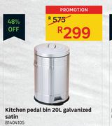 Kitchen Pedal Bin 20L Galvanized Satin