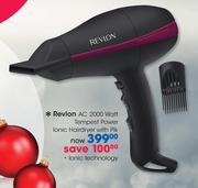 Revlon AC 2000 Watt Tempest Power Ionic Hairdryer with Pik