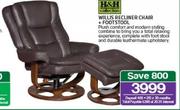 H&H Collection Willis Recliner Chair+ Footstool