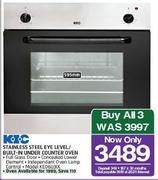 KIC 595mm Stainless Steel Eye Level/Built In Under Counter Oven KEO603IX