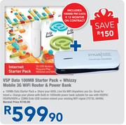VSP Data 100MB Starter Pack + Whizzy Mobile 3G WiFi Router & Power Bank