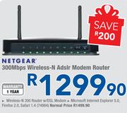 Netgear 300Mbps Wireless-N Adslr Modem Router