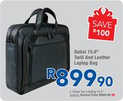 Dubai 15.6" Twill And Leather Laptop Bag
