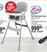 Just Baby Flat Fold High Chair Grey Or Pink