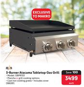 Alva 3 Burner Atacama Tabletop Gas Grill GBPR103
