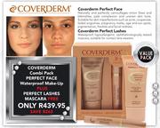 Coverderm Combi Pack Perfect Face Waterproof Make-Up + Free Perfect Lashes Mascara
