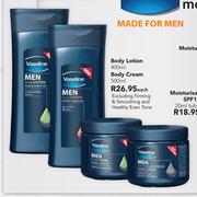 Vaseline Made For Men Body Lotion-400ml/Body Cream-500ml Each