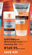L'oreal Men Expert Hydra Energetic Moisturising Cream-50ml & Cleansing Gel-150ml Per Pack