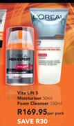L'oreal Men Expert Vita Lift 5 Moisturising-50ml & Foam Cleanser-150ml Per Pack
