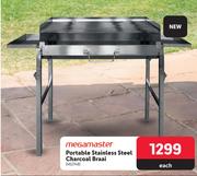 Megamaster Portable Stainless Steel Charcoal Braai 462148-Each