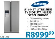 Samsung 516 Net Litre Side By Side Stainless Steel Fridge 