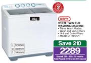 Defy 8kg White Twin Tub Washing Machine DTT161/171