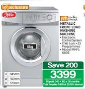 Muller & Haupt 6kg Metallic Front Load Washing Machine MHFL-600S