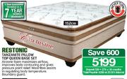 Restonic 152Cm Tanzanite Pillow Top Queen Base Set