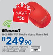 Microsoft 1000 USB Wi-Fi Mouse Flame Red
