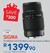 Sigma 70-300mm F4-5.6 DG Macro Lens For Canon Or Nikon