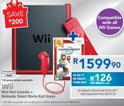 Wii Mini Red Console+ Nintendo Select Mario Kart Game