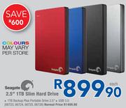 Seagate 2.5" 1TB Slim Hard Drive-Each