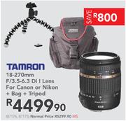 Tamron 18-270mm F/3.5-6.3 Di I Lens For Canon Or Nikon + Bag + Tripod