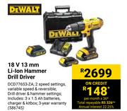 Dewalt 18V 13mm Li-Ion Hammer Drill Driver