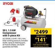 Ryobi 50L 1.5KW Compressor With 5 Piece Kit