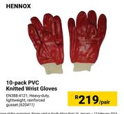 Hennox 10 Pack PVC Knitted Wrist Gloves-Per Pair