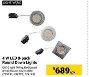 Light Worx 4W LED 8 Pack Round Down Lights (739191, 739192, 739193)-Per Pack