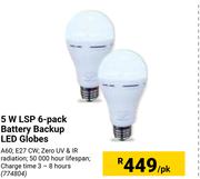 5W LSP 6 Pack Battery Backup LED Globes 774804-Per Pack