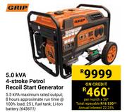 Grip 5.0 KVA 4 Stroke Petrol Recoil Start Generator
