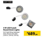 Light Worx 4W LED 8 Pack Round Down Lights-Per Pack