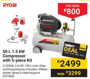 Ryobi 50L 1.5kW Compressor With 5-Piece Kit 537404